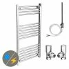 Diamond 500 x 1000mm Straight Heated Towel Rail (incl. Valves + Electric Heating Kit)