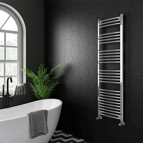 Diamond Curved Heated Towel Rail - W500 x H1600mm - Chrome 3 Diamond Curved Heated Towel Rail - W500 x H1600mm - Chrome
