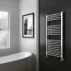 Diamond Curved Heated Towel Rail - 600mm x 1200mm - Chrome