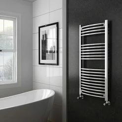 Diamond Curved Heated Towel Rail - 600mm x 1200mm - Chrome