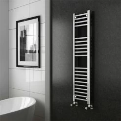 Diamond Heated Towel Rail - W300 x H1200mm - Chrome - Straight