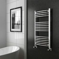 Diamond Curved Heated Towel Rail - W600 x H1000mm - Chrome