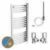 Diamond 500 x 1000mm Curved Heated Towel Rail (incl. Valves + Electric Heating Kit) -Radiators Shop COL025 EHK n p