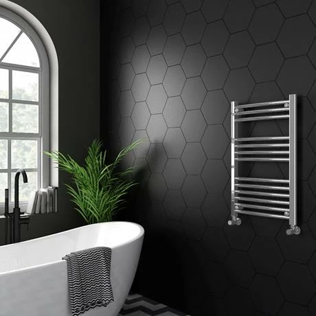 Diamond Curved Heated Towel Rail - W500 x H800mm - Chrome 4 Diamond Curved Heated Towel Rail - W500 x H800mm - Chrome - Image 2