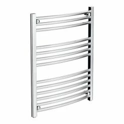 Diamond Curved Heated Towel Rail - W600 x H800mm - Chrome