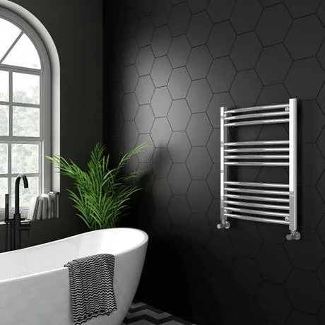 Diamond Curved Heated Towel Rail - W600 x H800mm - Chrome 4 Diamond Curved Heated Towel Rail - W600 x H800mm - Chrome - Image 2