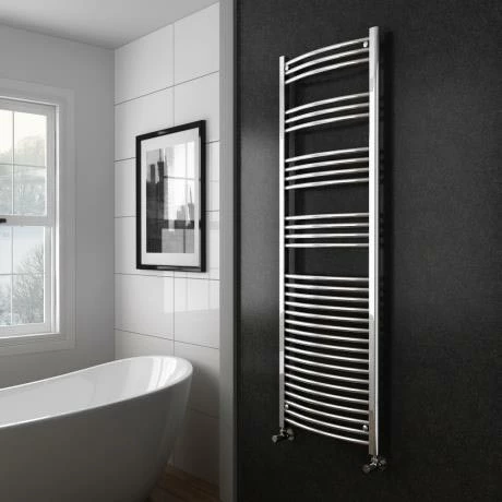 Diamond Curved Heated Towel Rail - W600 x H1800mm - Chrome 4 Diamond Curved Heated Towel Rail - W600 x H1800mm - Chrome - Image 2