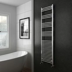 Diamond Heated Towel Rail - W500 x H1800mm - Chrome - Straight