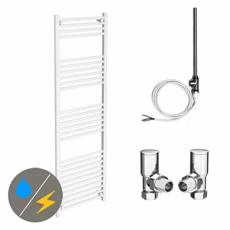 Diamond White 500 x 1600mm Straight Heated Towel Rail (incl. Valves + Electric Heating Kit) 3 Diamond White 500 x 1600mm Straight Heated Towel Rail (incl. Valves + Electric Heating Kit)