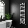 Diamond Heated Towel Rail - W500 x H1600mm - White - Straight