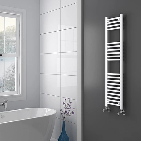 Diamond Heated Towel Rail - W300 x H1200mm - White - Straight 3 Diamond Heated Towel Rail - W300 x H1200mm - White - Straight