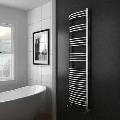 Diamond Curved Heated Towel Rail - W500 x H1800mm - Chrome