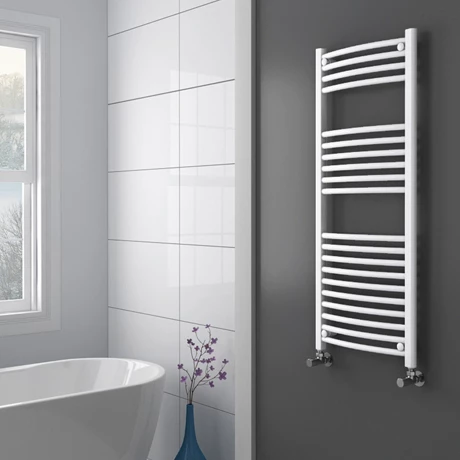 Diamond Curved Heated Towel Rail - W500 x H1200mm - White 3 Diamond Curved Heated Towel Rail - W500 x H1200mm - White