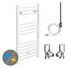 Diamond White 400 x 800mm Straight Heated Towel Rail (incl. Valves + Electric Heating Kit) -Radiators Shop COL055 EHK prod