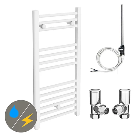 Diamond White 400 x 800mm Straight Heated Towel Rail (incl. Valves + Electric Heating Kit) 3 Diamond White 400 x 800mm Straight Heated Towel Rail (incl. Valves + Electric Heating Kit)