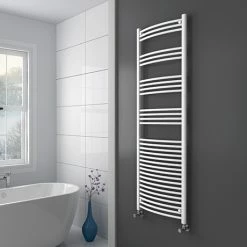 Diamond Curved Heated Towel Rail - W600 x H1800mm - White