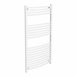 Diamond Curved Heated Towel Rail - W600 x H1200mm - White