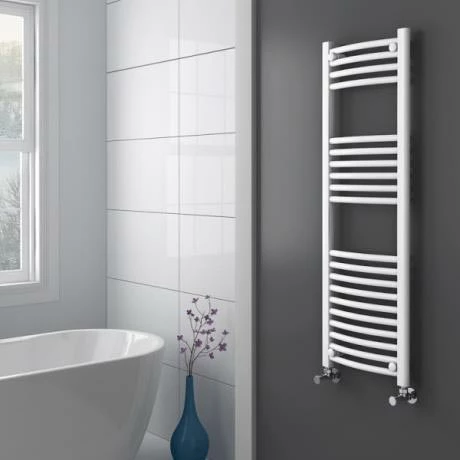 Diamond Curved Heated Towel Rail - W400 x H1200mm - White 4 Diamond Curved Heated Towel Rail - W400 x H1200mm - White - Image 2