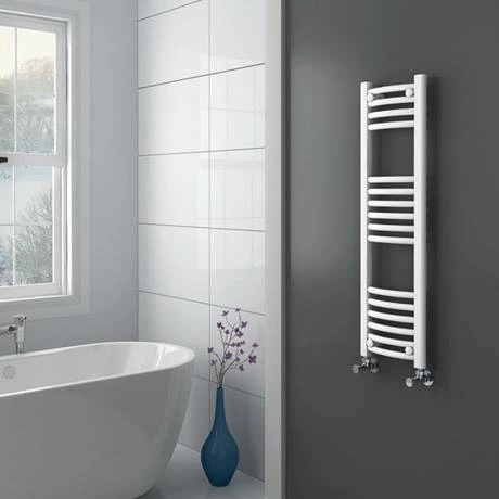 Diamond Curved Heated Towel Rail - W300 x H1000mm - White 4 Diamond Curved Heated Towel Rail - W300 x H1000mm - White - Image 2