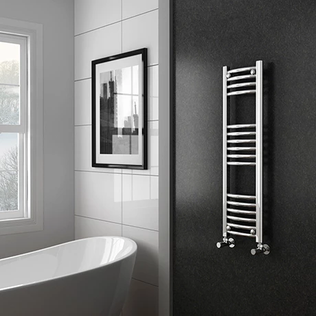 Diamond Curved Heated Towel Rail - W300 x H1000mm - Chrome 3 Diamond Curved Heated Towel Rail - W300 x H1000mm - Chrome