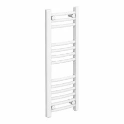 Diamond Curved Heated Towel Rail - W300 x H800mm - White