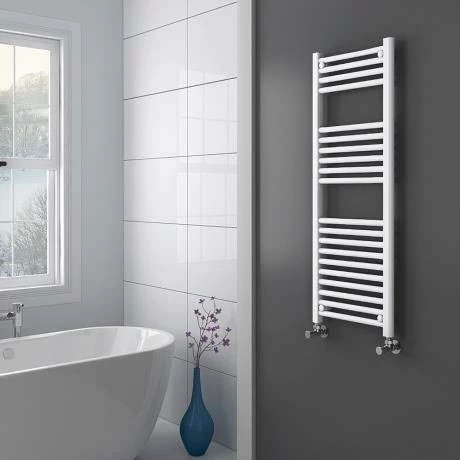 Diamond Heated Towel Rail - W400 x H1200mm - White - Straight 4 Diamond Heated Towel Rail - W400 x H1200mm - White - Straight - Image 2