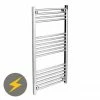 Diamond Straight Electric Heated Towel Rail - W500 x H1000mm - Chrome -Radiators Shop Diamond Straight Electric Heated Towel Rail 500 x 1000mm Chrome n p
