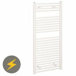 Reina Diva H800 x W600mm White Flat Electric Towel Rail