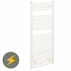 Reina Diva H1200 x W400mm White Curved Electric Towel Rail