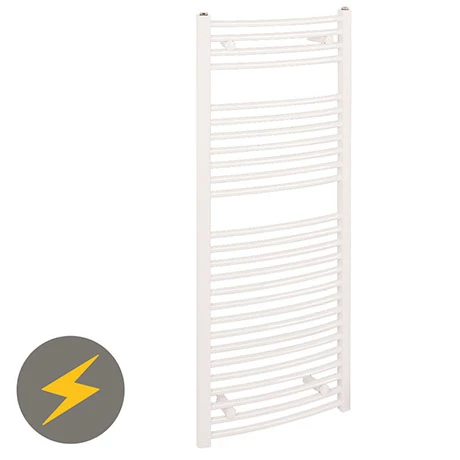 Reina Diva H1200 x W600mm White Curved Electric Towel Rail 3 Reina Diva H1200 x W600mm White Curved Electric Towel Rail