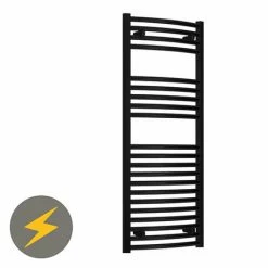 Reina Diva H1200 x W500mm Black Curved Electric Towel Rail
