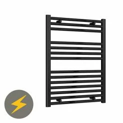 Reina Diva H800 x W600mm Black Flat Electric Towel Rail