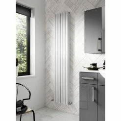 Hudson Reed Revive 1800 x 354mm Vertical Double Panel Designer Radiator - Gloss White - HL326 -Radiators Shop HL326 D3 460
