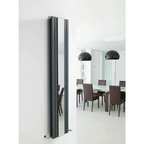 Hudson Reed Sloane Double Panel Radiator with Mirror 1800 x 381mm - Anthracite 4 Hudson Reed Sloane Double Panel Radiator with Mirror 1800 x 381mm - Anthracite - Image 2