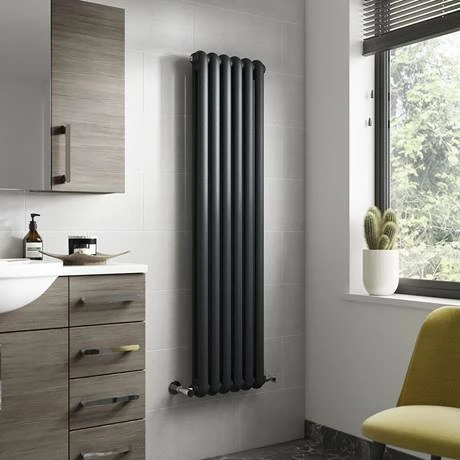 Nuie - Salvia Double Panel Radiator - 1500 x 377mm - Anthracite - HSA006 4 Nuie - Salvia Double Panel Radiator - 1500 x 377mm - Anthracite - HSA006 - Image 2