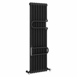 Keswick 1800 x 470 Cast Iron Style Traditional 2 Column Anthracite Radiator with Twin Towel Rails -Radiators Shop KES1846ANTR d2 460