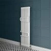 Keswick 1800 x 470 Cast Iron Style Traditional 2 Column White Radiator with Twin Towel Rails -Radiators Shop KES1846WHTR np