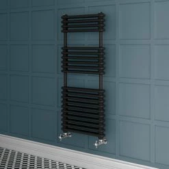 Keswick 500 x 1140 Cast Iron Style Traditional 2 Column Anthracite Towel Rail