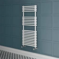 Keswick 500 x 1140 Cast Iron Style Traditional White Towel Rail