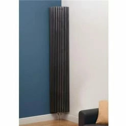 Kansas Vertical Curved Designer Radiator - 2000mm x 276mm - Anthracite