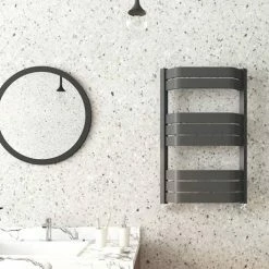 Milan Bow-Fronted Anthracite 850 x 550 Designer Flat Panel Heated Towel Rail -Radiators Shop MBTR855A4 detail2 460