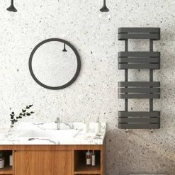 Milan Curved Anthracite 1200 x 500 Designer Flat Panel Heated Towel Rail - 11 Sections 9 Milan Curved Anthracite 1200 x 500 Designer Flat Panel Heated Towel Rail - 11 Sections -Radiators Shop MCTR125A2 d2 460