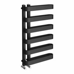 Milan Curved Anthracite 850 x 500 Designer Flat Panel Heated Towel Rail - 6 Sections -Radiators Shop MCTR855A1 d4 460