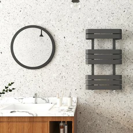 Milan Curved Anthracite 850 x 500 Designer Flat Panel Heated Towel Rail 5 Milan Curved Anthracite 850 x 500 Designer Flat Panel Heated Towel Rail - Image 3