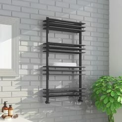Milan Anthracite 1100 x 600mm Designer Shelf Heated Towel Rail