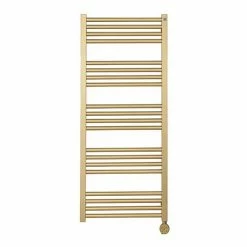 Crosswater MPRO 480 x 1140mm Electric Only Towel Rail - Brushed Brass Effect - MP48X1140FELEC -Radiators Shop MP48X1140FELEC D3 460