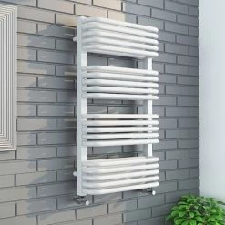 Monza 500 x 1000 White Designer D-Shaped Heated Towel Rail