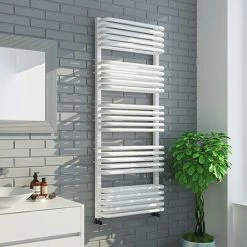 Monza 500 x 1269 White Designer D-Shaped Heated Towel Rail