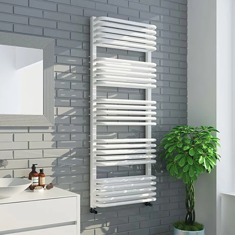 Monza 500 x 1269 White Designer D-Shaped Heated Towel Rail 3 Monza 500 x 1269 White Designer D-Shaped Heated Towel Rail