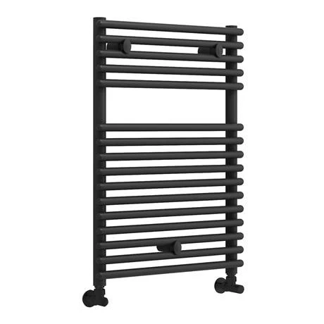 Monza Black 730 x 500 Round Bar Heated Towel Rail 4 Monza Black 730 x 500 Round Bar Heated Towel Rail - Image 2